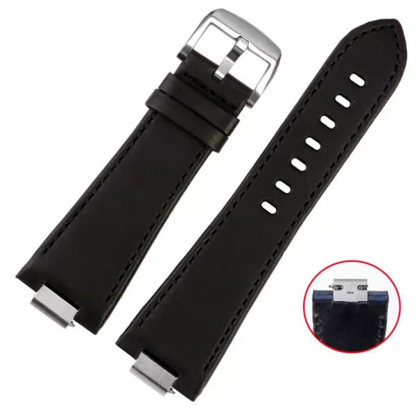 B black silver_bracelet-de-montre-en-cuir-a-extremite-c_variants-4 Black Strap Band for Tissot PRX Bracelet with Quick-Release in Calf Leather with End Link 26x12mm