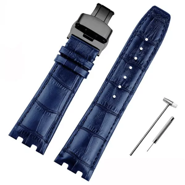 B blue-black_for-maurice-lacroix-aikon-series-cowhide_variants-12 Blue Leather Strap For Maurice Lacroix Aikon in Crocodile/Alligator Grain in 24mm
