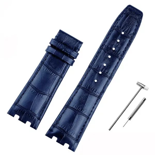B blue-no buckle_for-maurice-lacroix-aikon-series-cowhide_variants-7 Blue Leather Strap For Maurice Lacroix Aikon in Crocodile/Alligator Grain in 24mm