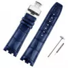 B blue-silver_for-maurice-lacroix-aikon-series-cowhide_variants-11 Blue Leather Strap For Maurice Lacroix Aikon in Crocodile/Alligator Grain in 24mm