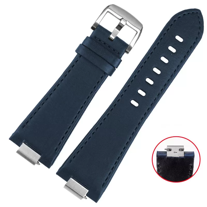 B dark blue silver_bracelet-de-montre-en-cuir-a-extremite-c_variants-3 Blue Strap Band for Tissot PRX Bracelet with Quick-Release in Calf Leather with End Link 26x12mm