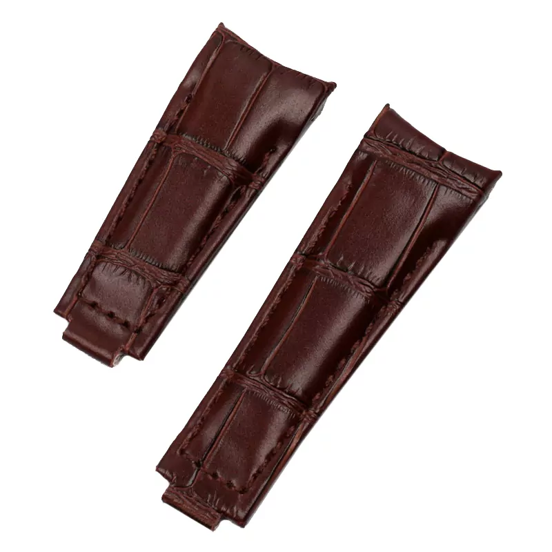 BROWN_racelet-de-montre-en-cuir-pour-hommes-e_variants-3 Brown Curved Strap for Rolex Daytona, Submariner, GMT I & II in Crocodile Grain