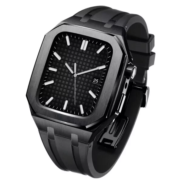Black B_kit-de-modification-compatible-avec-appl_variants-11 Full Black DLC Royal Oak Case & Rubber Band for Apple iWatch Series