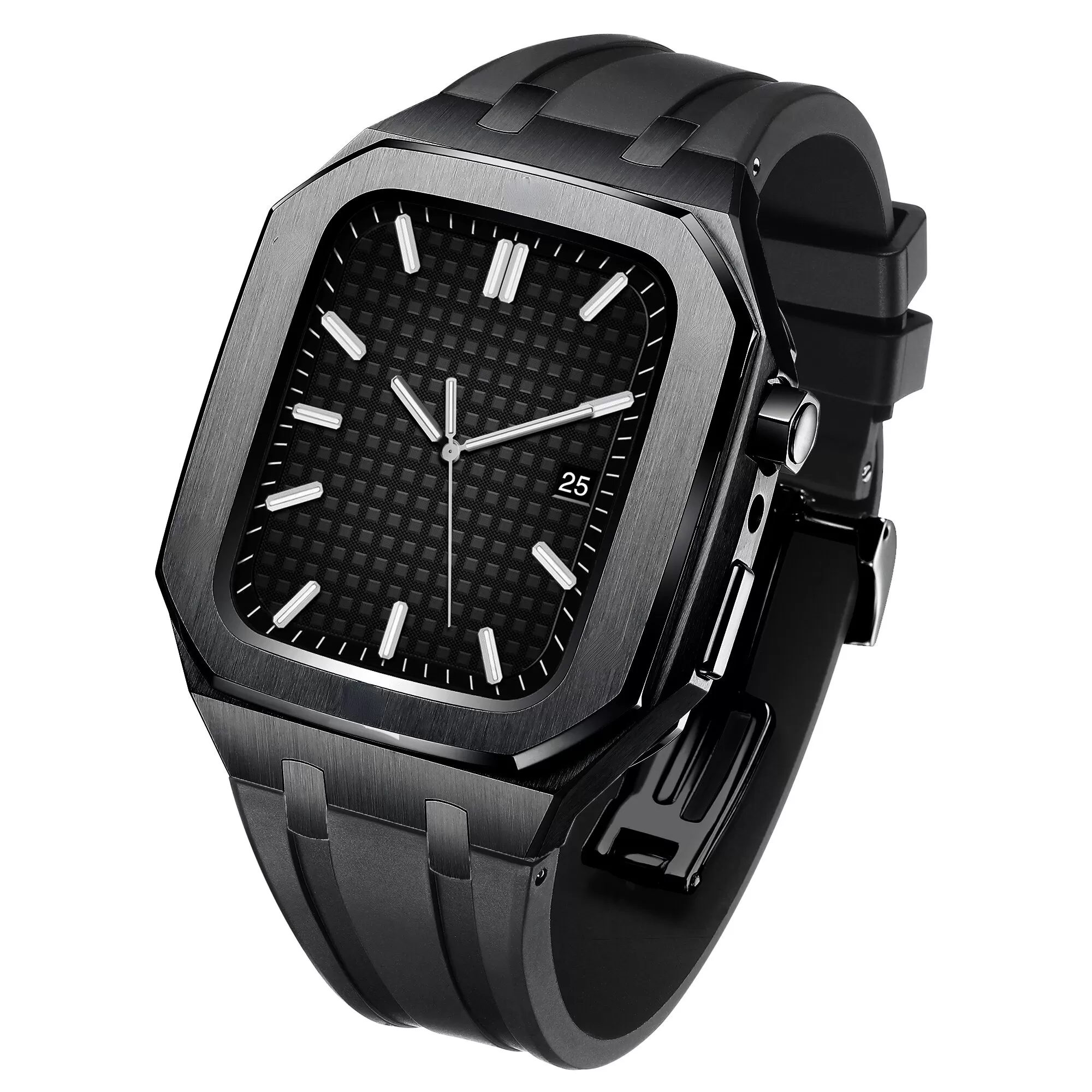 Black B_kit-de-modification-compatible-avec-appl_variants-11 Full Black DLC Royal Oak Case & Rubber Band for Apple iWatch Series