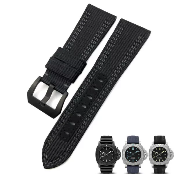 Black Black clasp_racelet-de-montre-en-toile-de-nylon-de_variants-0 copy Black & Grey Nylon Strap for Panerai Luminor Submersible Mike Horn - 26mm