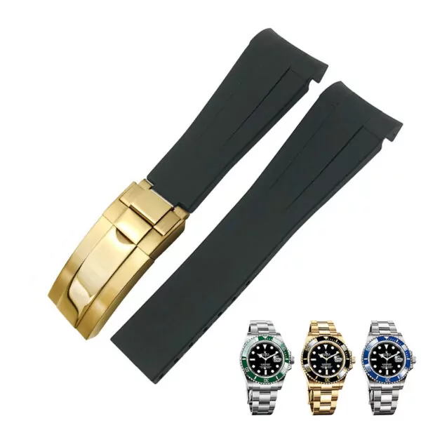Black Golden_20-mm-21-mm-22-mm-19-mm-18-mm-cinturino-in-go_variants-9 Black Rubber Curved Strap for Rolex Submariner 41mm - 21mm