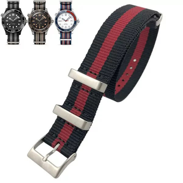 Black-Red_bracelet-nato-en-nylon-non-pelucheux-20_variants-0 Black & Red Nato Strap for Omega In Nylon - 20, 22mm