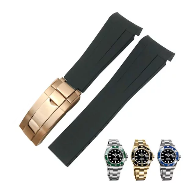 Black Rose gold_20-mm-21-mm-22-mm-19-mm-18-mm-cinturino-in-go_variants-8 Black Rubber Curved Strap for Rolex Submariner 41mm - 21mm