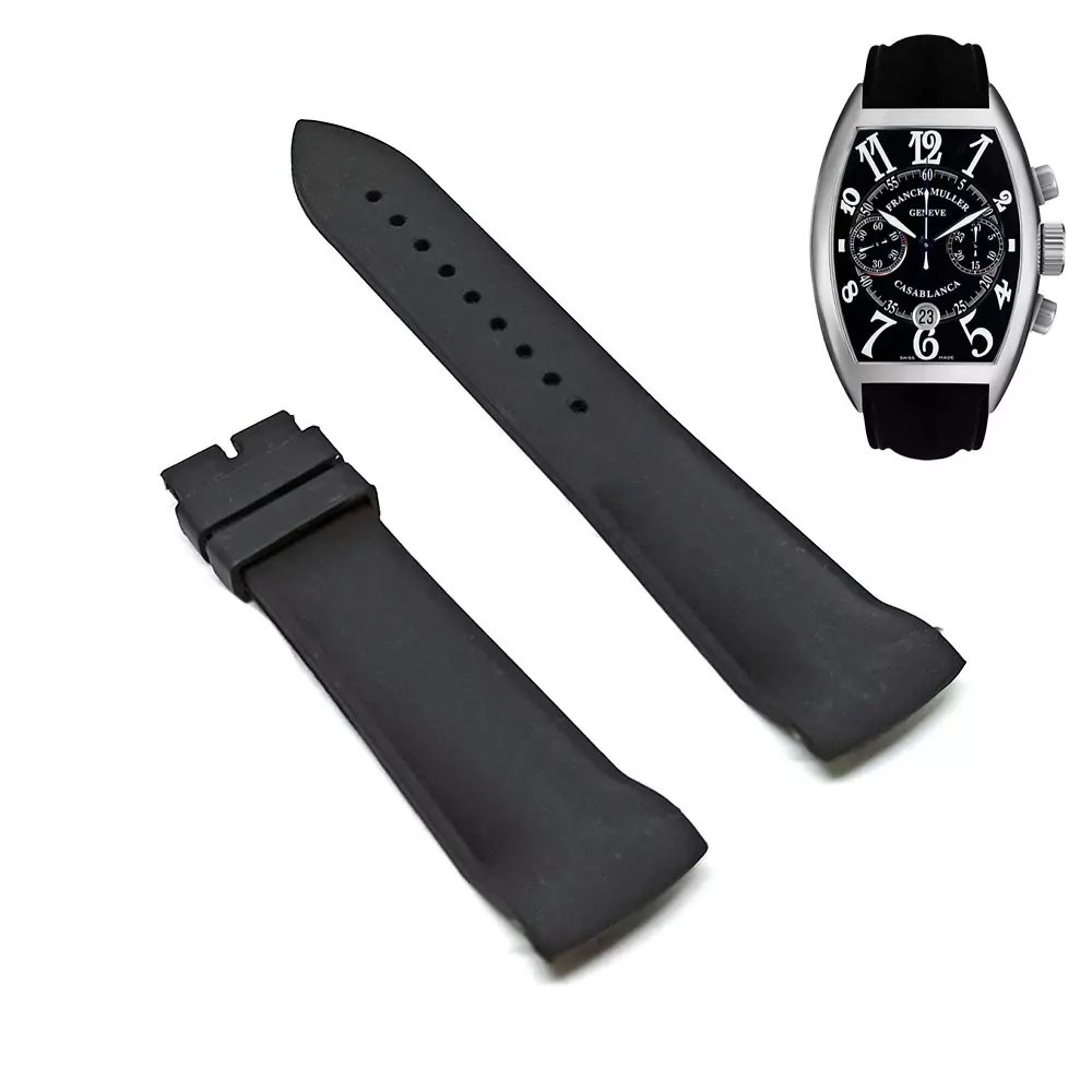 Black Rubber Strap Bracelet for Franck Muller_Casablanca_22mm_4 Black Strap For Cassablanca Franck Muller 22mm In Rubber