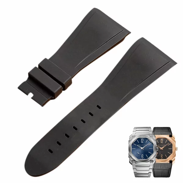 BVLGARI ストラップ Black Rubber Strap for Bvlgari Octo - 29mm
