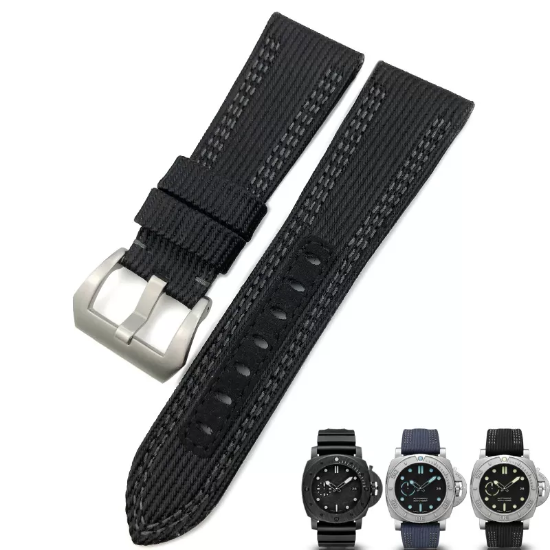 Black Silver clasp_racelet-de-montre-en-toile-de-nylon-de_variants-1 copy Black & Grey Nylon Strap for Panerai Luminor Submersible Mike Horn - 26mm