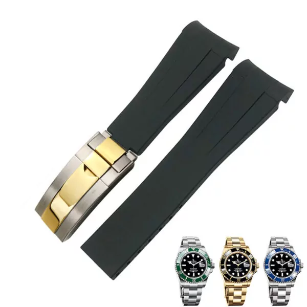 Black Silver golden_20-mm-21-mm-22-mm-19-mm-18-mm-cinturino-in-go_variants-11 Black Rubber Curved Strap for Rolex Submariner 41mm - 21mm