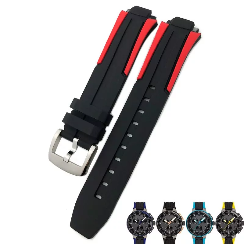 Black red silver_tissot-bracelet-de-montre-etanche-en-c_variants-1 Black & Red Strap Bracelet for Tissot T111417 In Rubber - 18mm