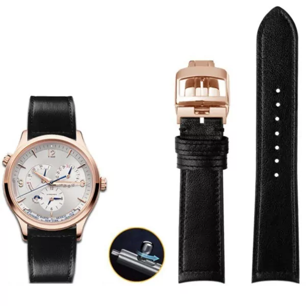 Black rose_bracelet-en-cuir-veritable-pour-hommes_variants-13 Black Calf Leather Strap For Jaeger-LeCoultre Reverso, Master Control, Ultra-Thin - 19,20,21mm