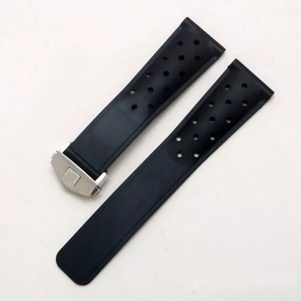 Black silver buckle_bracelet-de-montre-en-caoutchouc-pour-ho_variants-0 Black Rubber Strap Bracelet for TAG Heuer, Carrera, Monaco, Formula 1 Racing - 22mm