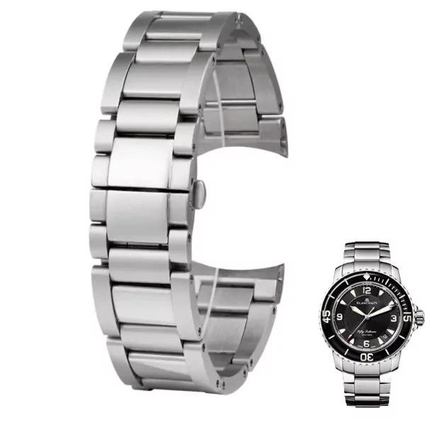 Blancpain_Steel_Strap_23mm_ Fifty_Fathoms_71 Silver Strap Bracelet for Blancpain Fifty Fathoms 5015 in Stainless Steel - 23mm