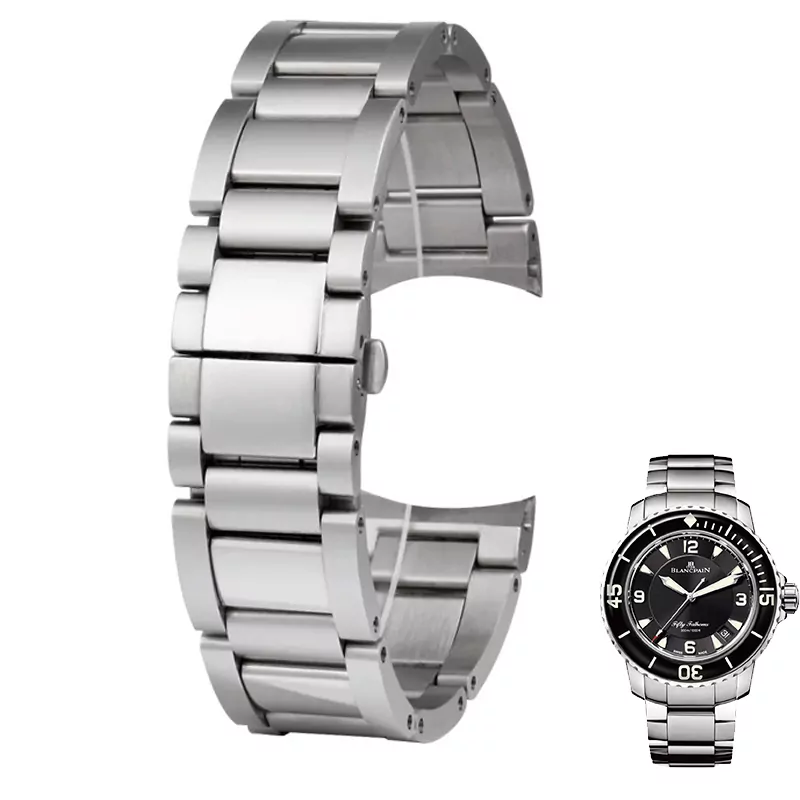 Blancpain_Steel_Strap_23mm_ Fifty_Fathoms_71 Silver Strap Bracelet for Blancpain Fifty Fathoms 5015 in Stainless Steel - 23mm