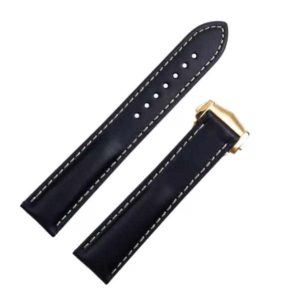 Blk Gold Buckle_cinturini-in-vera-pelle-bovina-napa-fran_variants-3 Black Strap Bracelet for Omega Seamaster 300, DeVille, Speedmaster In Calf Leather - 20, 21mm