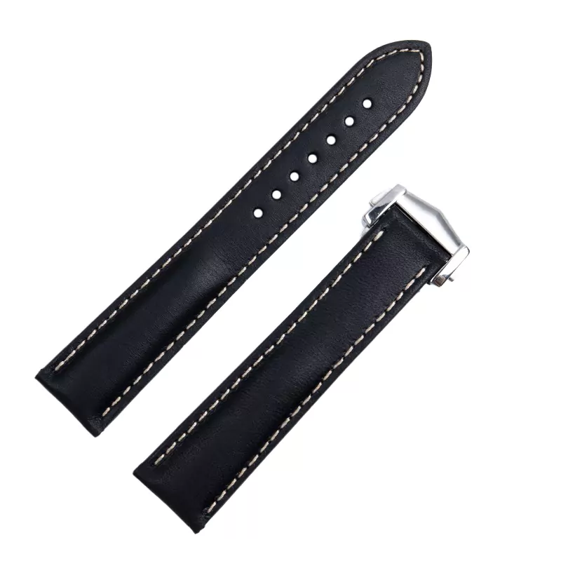 Blk Silver Buckle_cinturini-in-vera-pelle-bovina-napa-fran_variants-5 Black Strap Bracelet for Omega Seamaster 300, DeVille, Speedmaster In Calf Leather - 20, 21mm
