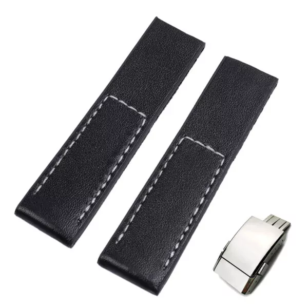 Blk flat leather_cinturino-in-nylon-cinturino-in-vera-pel_variants-5 copy Black Leather & Rubber Strap For Breitling Avenger, Navitimer, Chronomat In Calf Leather 22, 24mm
