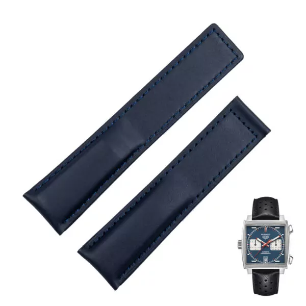 Blue Blue Line_accessoires-de-montre-pour-etiquette-pou_variants-1 Blue Racing Strap for TAG Heuer Monaco In Perforated Leather - 22mm