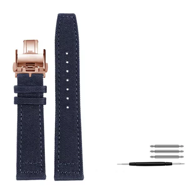 Blue RG Folding_bracelet-en-cuir-pour-montre-longines-iw_variants-14 Blue Strap Band for Longines Hydro Conquest, Heritage, Master In Nylon 20, 21, 22mm