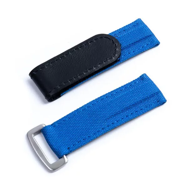 Blue Silver Buckle_bracelet-de-montre-reglable-en-tissu-nyl_variants-9 Blue Velcro Strap Bracelet for Rolex Submariner, Daytona, GMT I & II in Nylon - 20mm