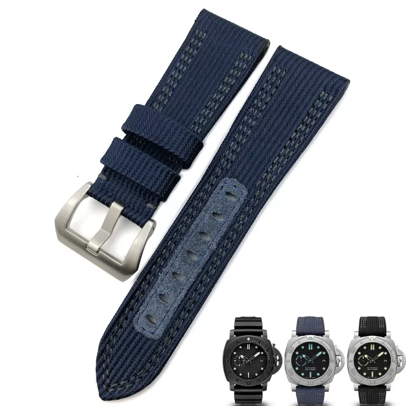 Blue Silver clasp_racelet-de-montre-en-toile-de-nylon-de_variants-3 copy Blue Nylon Strap for Panerai Luminor Submersible Mike Horn - 26mm