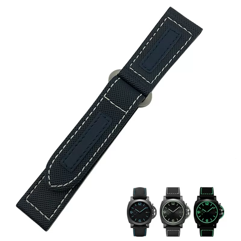 Blue White Silver_24-mm-velcro-de-haute-qualite-bracelet-de_variants-0 Blue & White Luminous Velcro Strap for Panerai Luminor, Marina, Submersible 24mm in Nylon