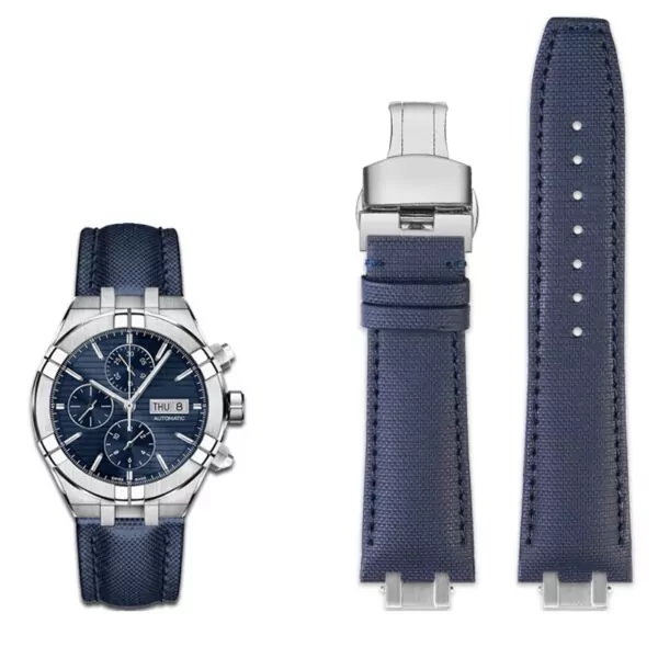 Blue silver-B_watch-band-for-maurice-lacroix-aikon-ser_variants-1 Blue Strap Bracelet For Maurice Lacroix Aikon in Nylon in 24mm