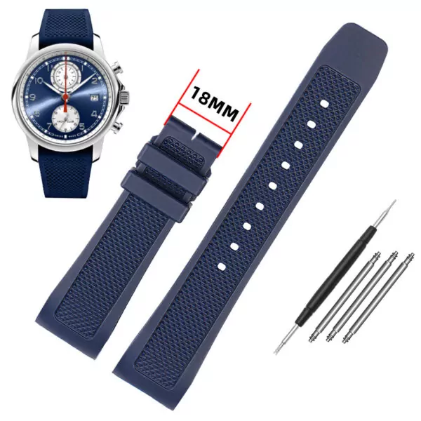 Blue without buckle_bracelet-de-montre-en-caoutchouc-noir-e_variants-0(1) Blue Rubber Strap Bracelet for IWC Yacht Club Chronograph