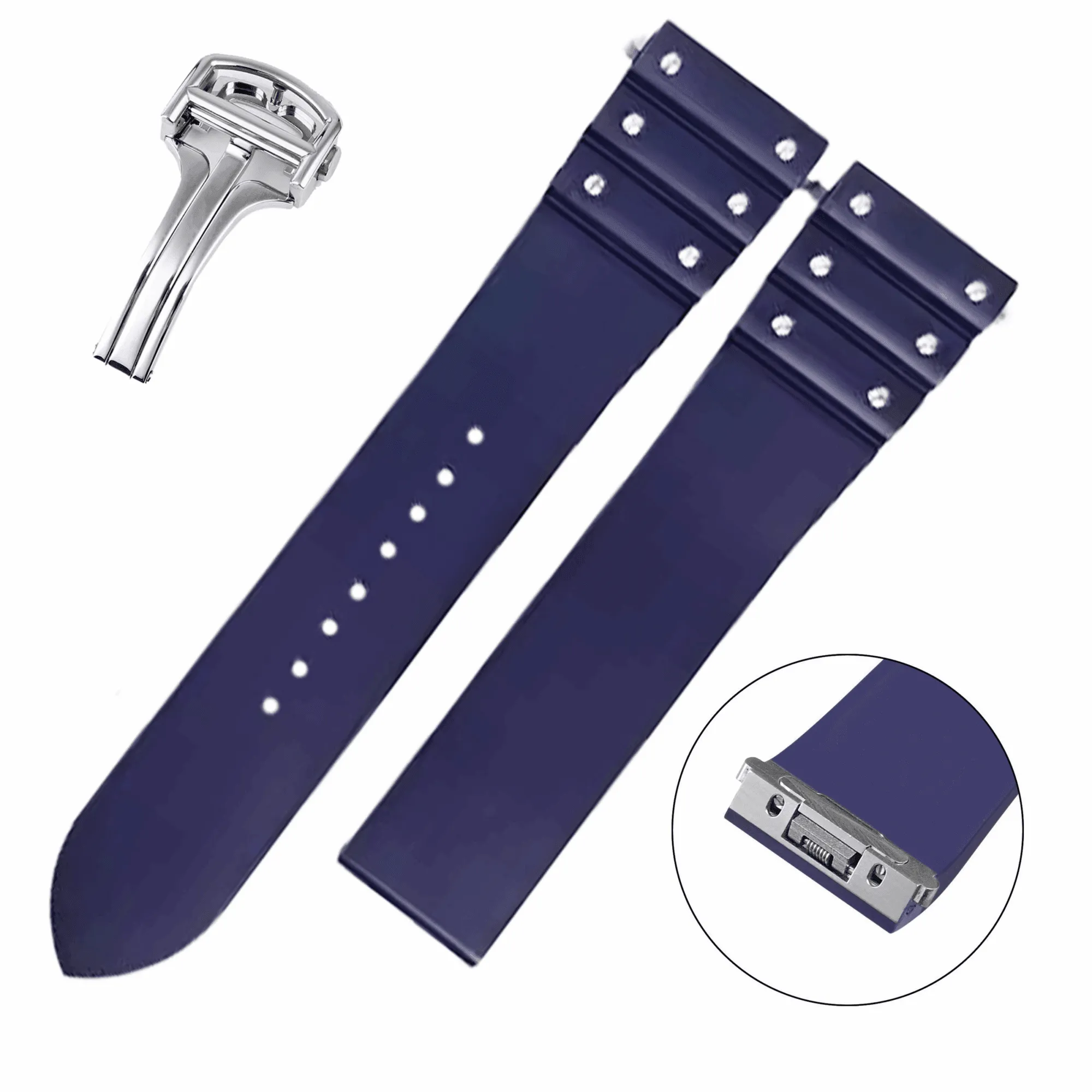 Blue_Rubber_Straps_for_New_Santos_Quick-release_with_screws-1 copy Navy Blue Rubber Strap Band with Screws for New Santos Cartier Quick Switch