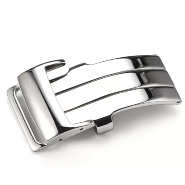 Breitling_Straps_Parts_34 - B: Buckle (1) Black Strap Bracelet for Breitling Navitimer, Chronomat, Top Time in Genuine Crocodile Leather with White Stitches