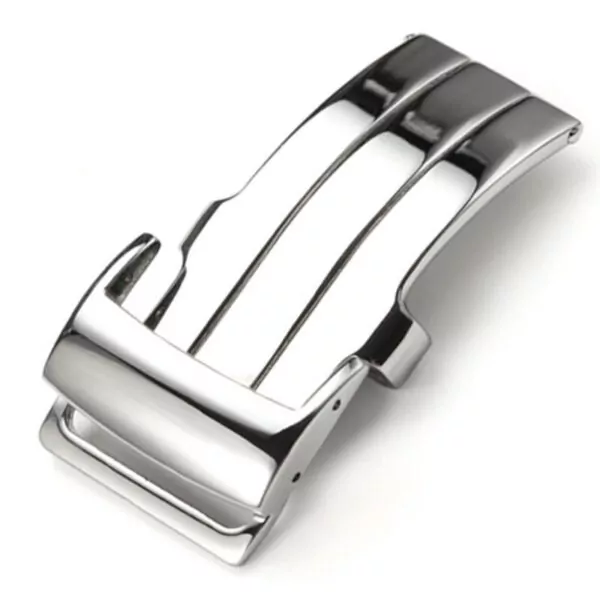 Breitling_Straps_Parts_99 - B: Buckle (1) Black Strap Bracelet for Breitling Navitimer, Chronomat, Top Time in Genuine Crocodile Leather with White Stitches