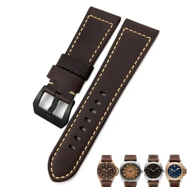 Brown Black buttons_bracelet-panerai-en-cuir-de-vache-marron_variants-0 Brown Cow Leather Strap for Panerai Submersible PAM Series 968/671 - 26mm