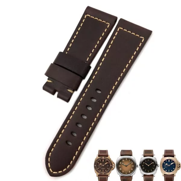 Brown no buttons_bracelet-panerai-en-cuir-de-vache-marron_variants-2 Brown Cow Leather Strap for Panerai Submersible PAM Series 968/671 - 26mm