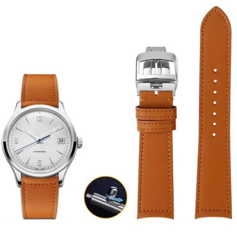 Brown silver_bracelet-en-cuir-veritable-pour-hommes_variants-8 Brown/Cognac Calf Leather Strap For Jaeger-LeCoultre Reverso, Master Control, Ultra-Thin - 19,20,21mm