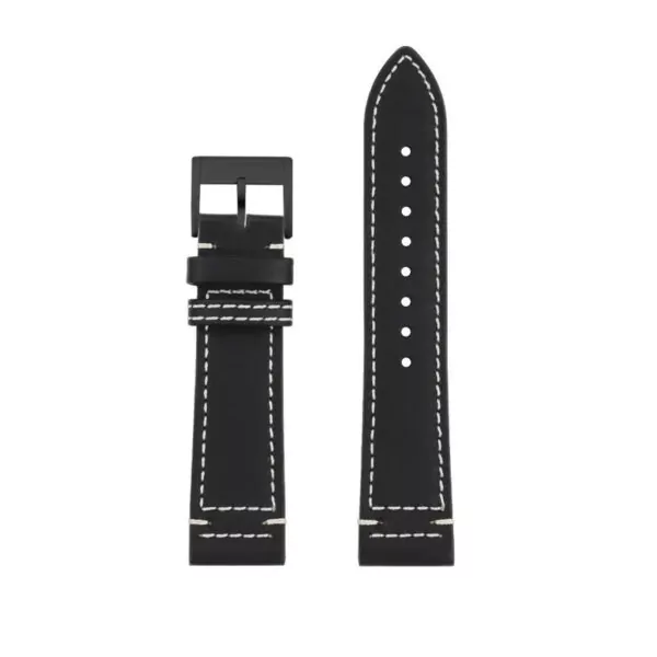 Calf Leather Strap Bracelet for Breitling Aviation_13 Black Strap for Breitling In Cowhide Leather - 2 sizes