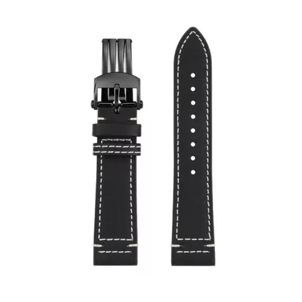 Calf Leather Strap Bracelet for Breitling Aviation_8 Black Strap for Breitling In Cowhide Leather - 2 sizes