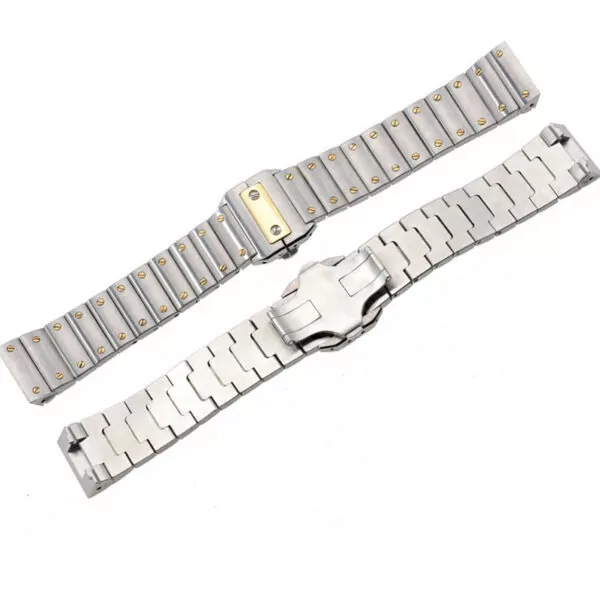 Cartier_Straps_Parts_411 - SS:Santos (1) copy Silver & Gold Strap Bracelet for Cartier Santos 100 M/XL - Two-Tone Stainless Steel