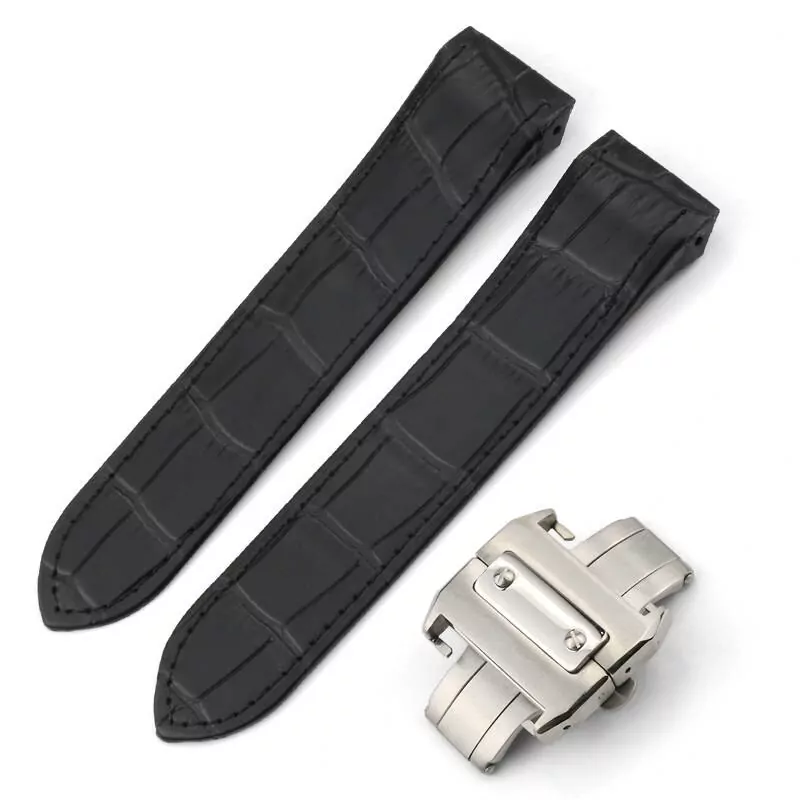 Cartier_Straps_Parts_676 - SP: Santos Leather (1) Black Alligator Grain Leather for Cartier Santos 100 M/XL