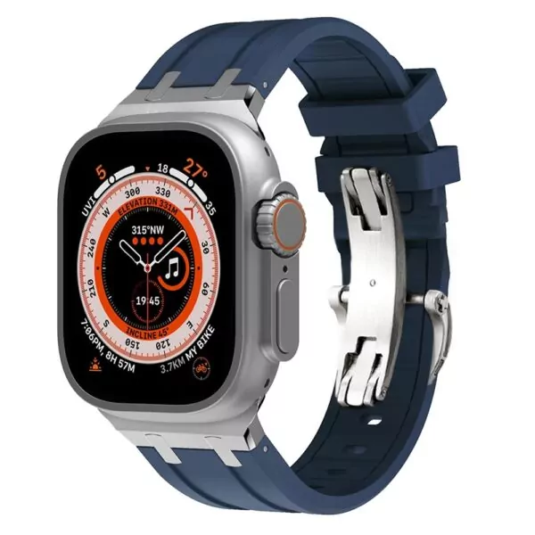 Case-Royal-Oak-Apple-Iwatch-24 Blue and Silver Rubber Band for Apple iWatch Series with Royal Oak End Links