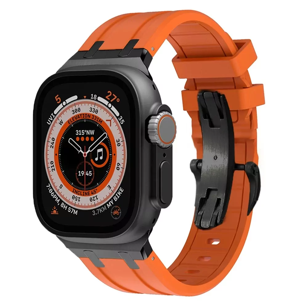 Case-Royal-Oak-Apple-Iwatch-25 Orange and Black Rubber Band for Apple iWatch Series with Royal Oak End Links