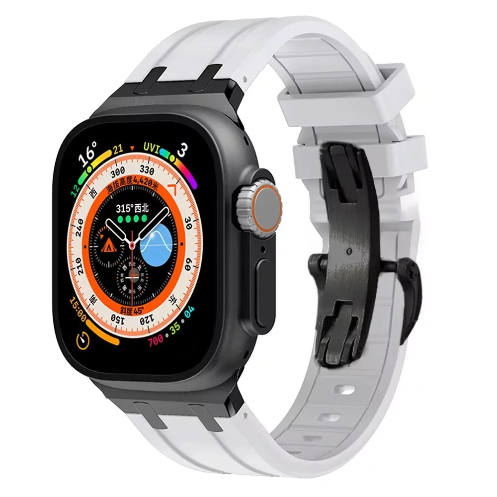 Case-Royal-Oak-Apple-Iwatch-28 White and Black Rubber Band for Apple iWatch Series with Royal Oak End Links
