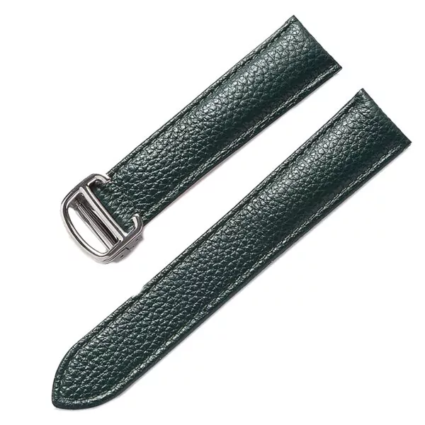 Dark green_sangles-en-cuir-pour-hommes-et-femmes-a_variants-11 Dark Green Bracelet for Cartier Tank in Pebbled Calf Leather – 10 Sizes