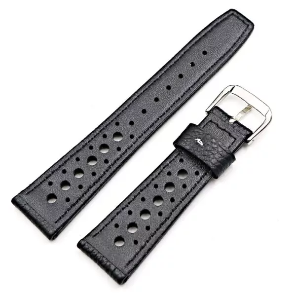 General_Straps_Parts_180 - SP: Corfam (1) Black Corfam Racing Leather Strap for Rolex, Omega, Universal 20,22mm