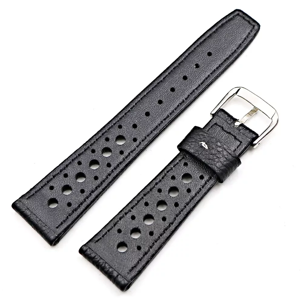 Black Corfam Racing Leather Strap for Rolex, Omega, Universal 20,22mm - Image 2