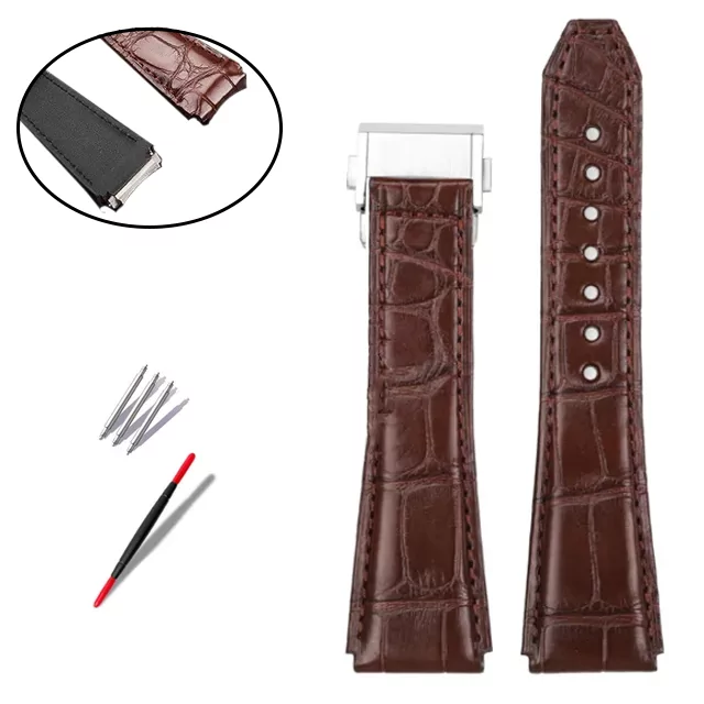 Brown Leather Strap for Zenith Defy in Genuine Crocodile Leather