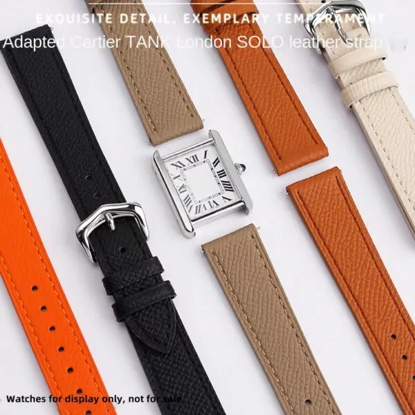 Grained Calf leather Strap Bracelet for Cartier Tank Ronde Toll Free2 Taupe Tanned Leather Strap for Cartier with Quick-Release – 4 Sizes