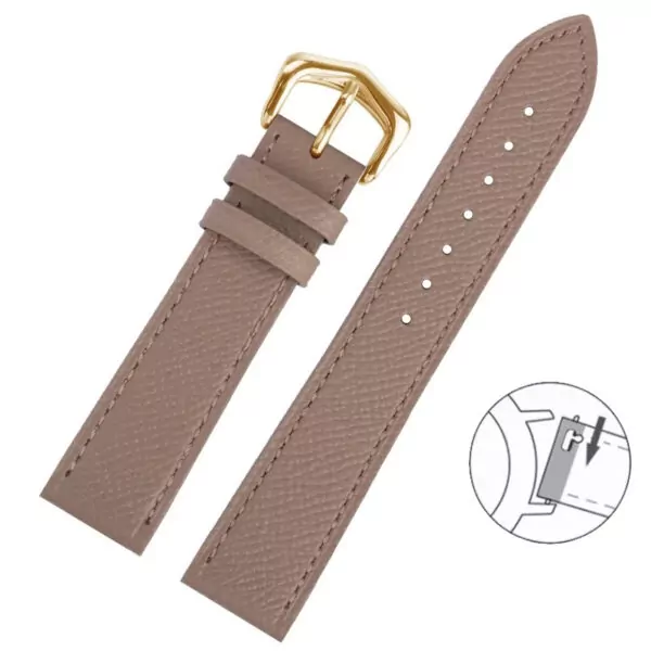 Grained Calf leather Strap Bracelet for Cartier Tank Ronde Toll Free6 Taupe Tanned Leather Strap for Cartier with Quick-Release – 4 Sizes